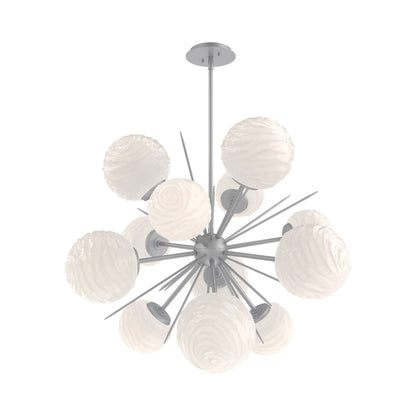 Gaia Starburst LED Chandelier in Classic Silver/White Blown Glass (33.3-Inch).