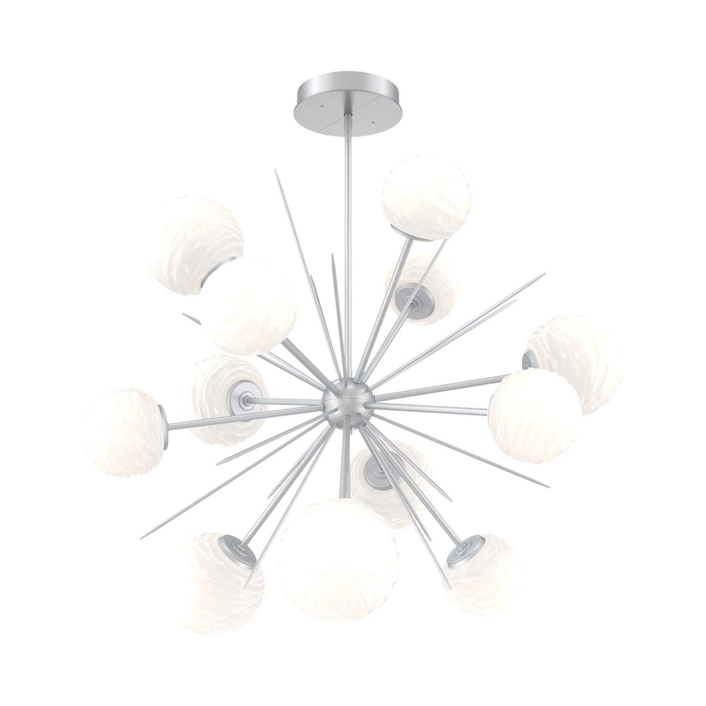 Gaia Starburst LED Chandelier in Classic Silver/White Blown Glass (43.1-Inch).