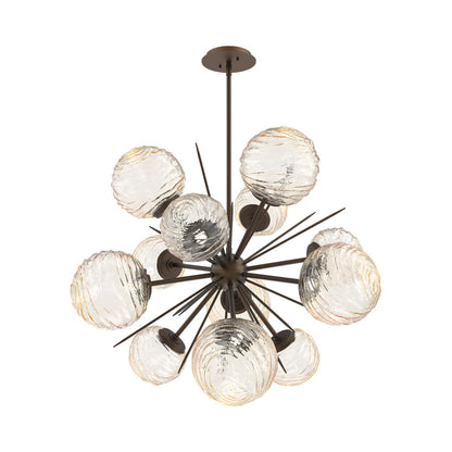Gaia Starburst LED Chandelier in Flat Bronze/Amber Blown Glass (33.3-Inch).