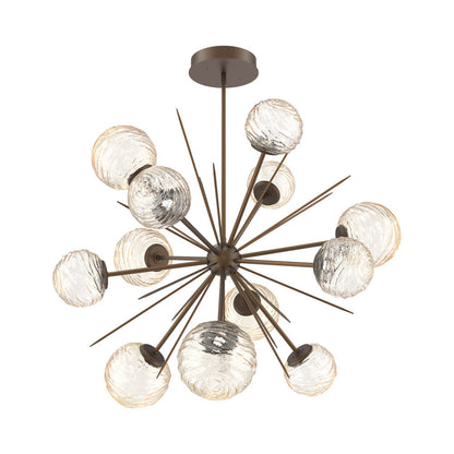 Gaia Starburst LED Chandelier in Flat Bronze/Amber Blown Glass (43.1-Inch).