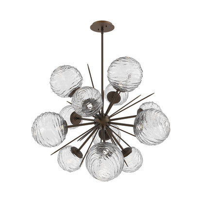 Gaia Starburst LED Chandelier in Flat Bronze/Clear Blown Glass (33.3-Inch).