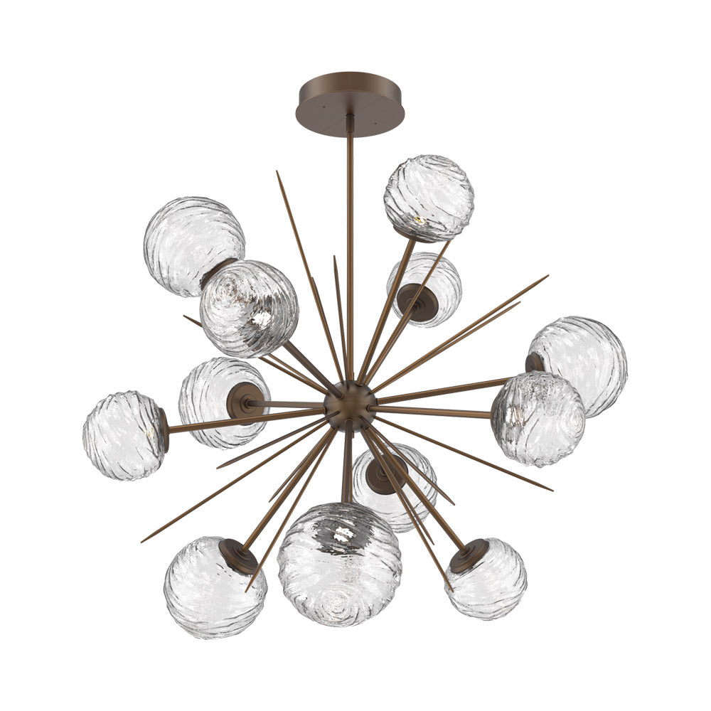 Gaia Starburst LED Chandelier in Flat Bronze/Clear Blown Glass (43.1-Inch).