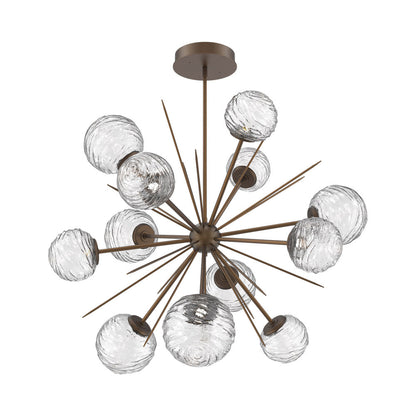 Gaia Starburst LED Chandelier in Flat Bronze/Clear Blown Glass (43.1-Inch).