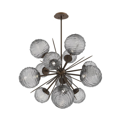 Gaia Starburst LED Chandelier in Flat Bronze/Smoke Blown Glass (33.3-Inch).