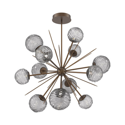 Gaia Starburst LED Chandelier in Flat Bronze/Smoke Blown Glass (43.1-Inch).