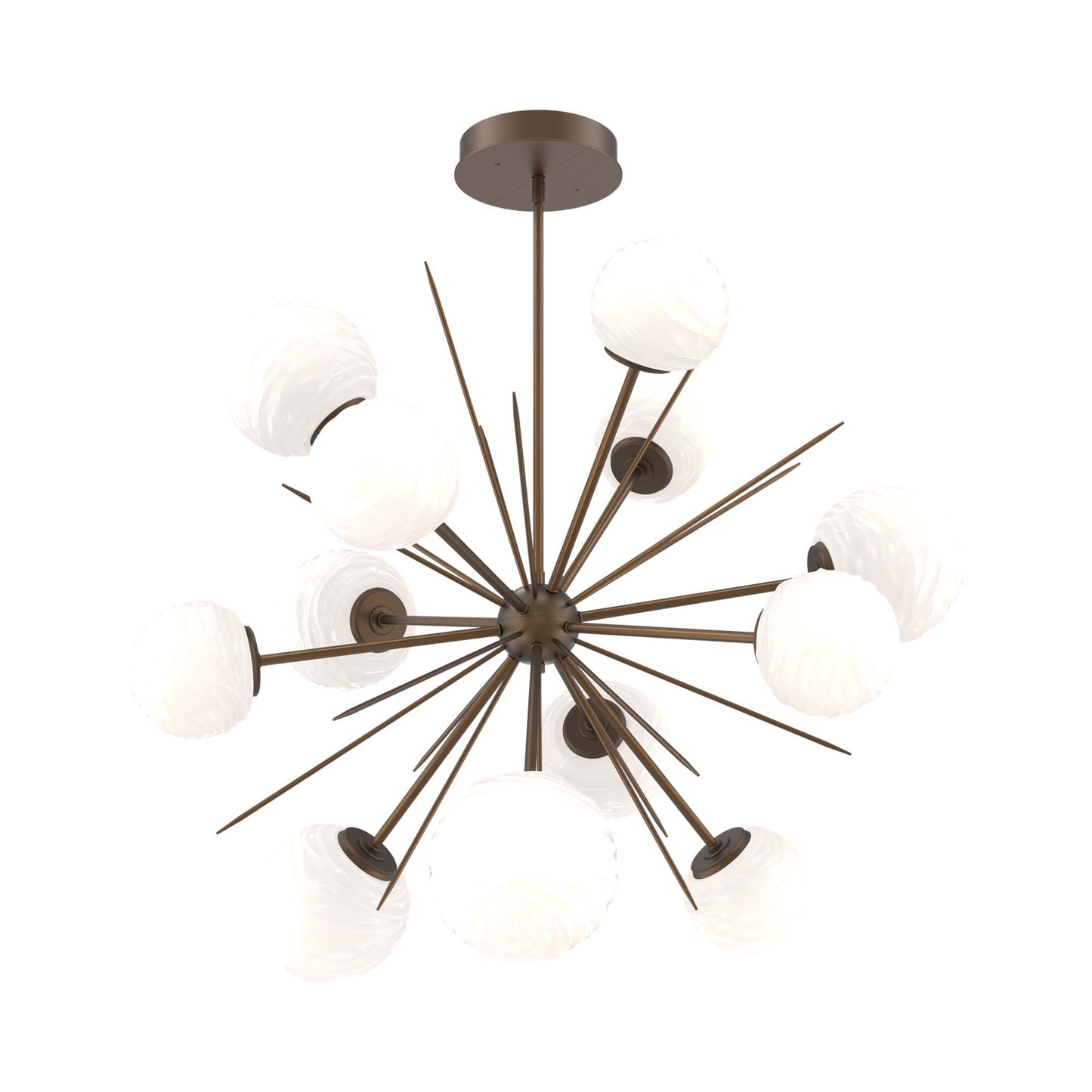 Gaia Starburst LED Chandelier in Flat Bronze/White Blown Glass (43.1-Inch).