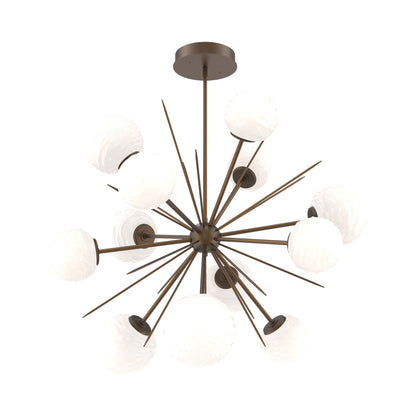 Gaia Starburst LED Chandelier in Flat Bronze/White Blown Glass (43.1-Inch).