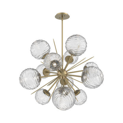 Gaia Starburst LED Chandelier in Gilded Brass/Clear Blown Glass (33.3-Inch).