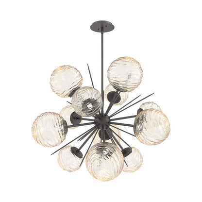 Gaia Starburst LED Chandelier in Graphite/Amber Blown Glass (33.3-Inch).