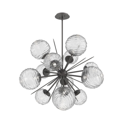 Gaia Starburst LED Chandelier in Graphite/Clear Blown Glass (33.3-Inch).
