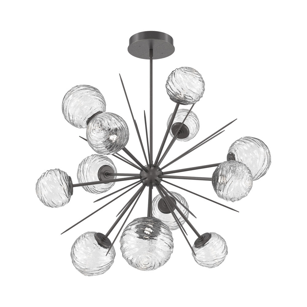 Gaia Starburst LED Chandelier in Graphite/Clear Blown Glass (43.1-Inch).