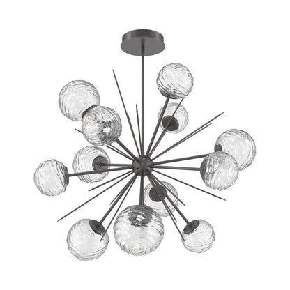 Gaia Starburst LED Chandelier in Graphite/Clear Blown Glass (43.1-Inch).