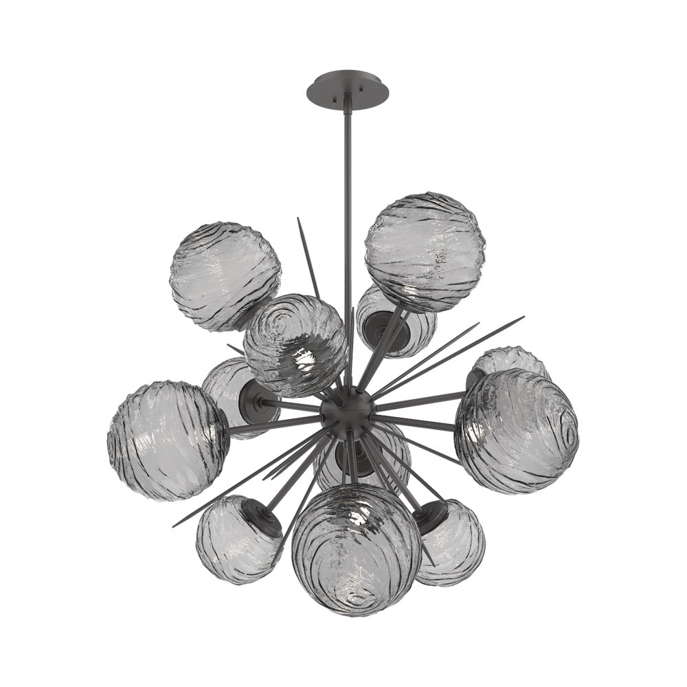 Gaia Starburst LED Chandelier in Graphite/Smoke Blown Glass (33.3-Inch).