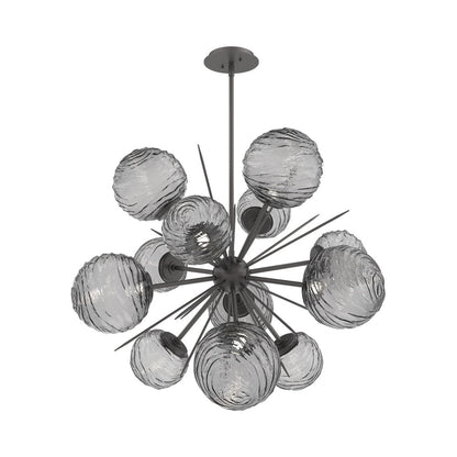 Gaia Starburst LED Chandelier in Graphite/Smoke Blown Glass (33.3-Inch).