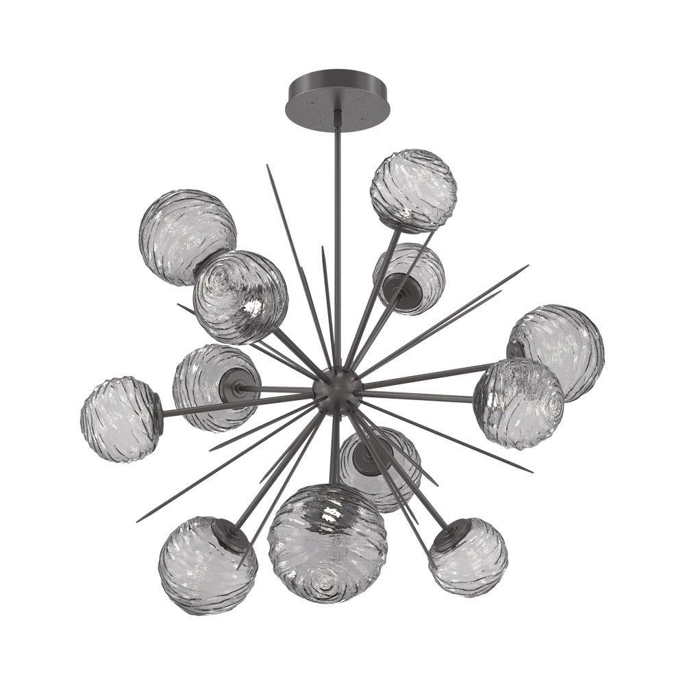 Gaia Starburst LED Chandelier in Graphite/Smoke Blown Glass (43.1-Inch).