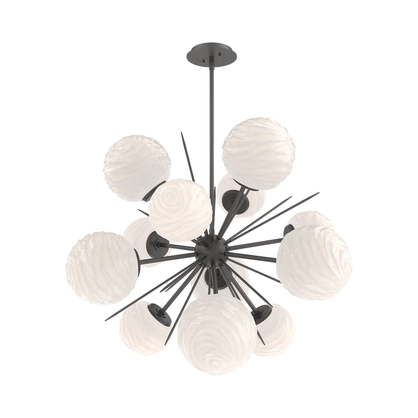Gaia Starburst LED Chandelier in Graphite/White Blown Glass (33.3-Inch).