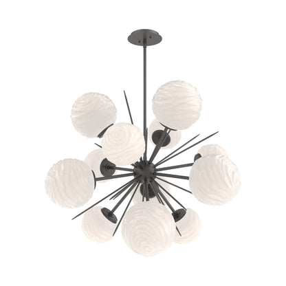 Gaia Starburst LED Chandelier in Graphite/White Blown Glass (33.3-Inch).