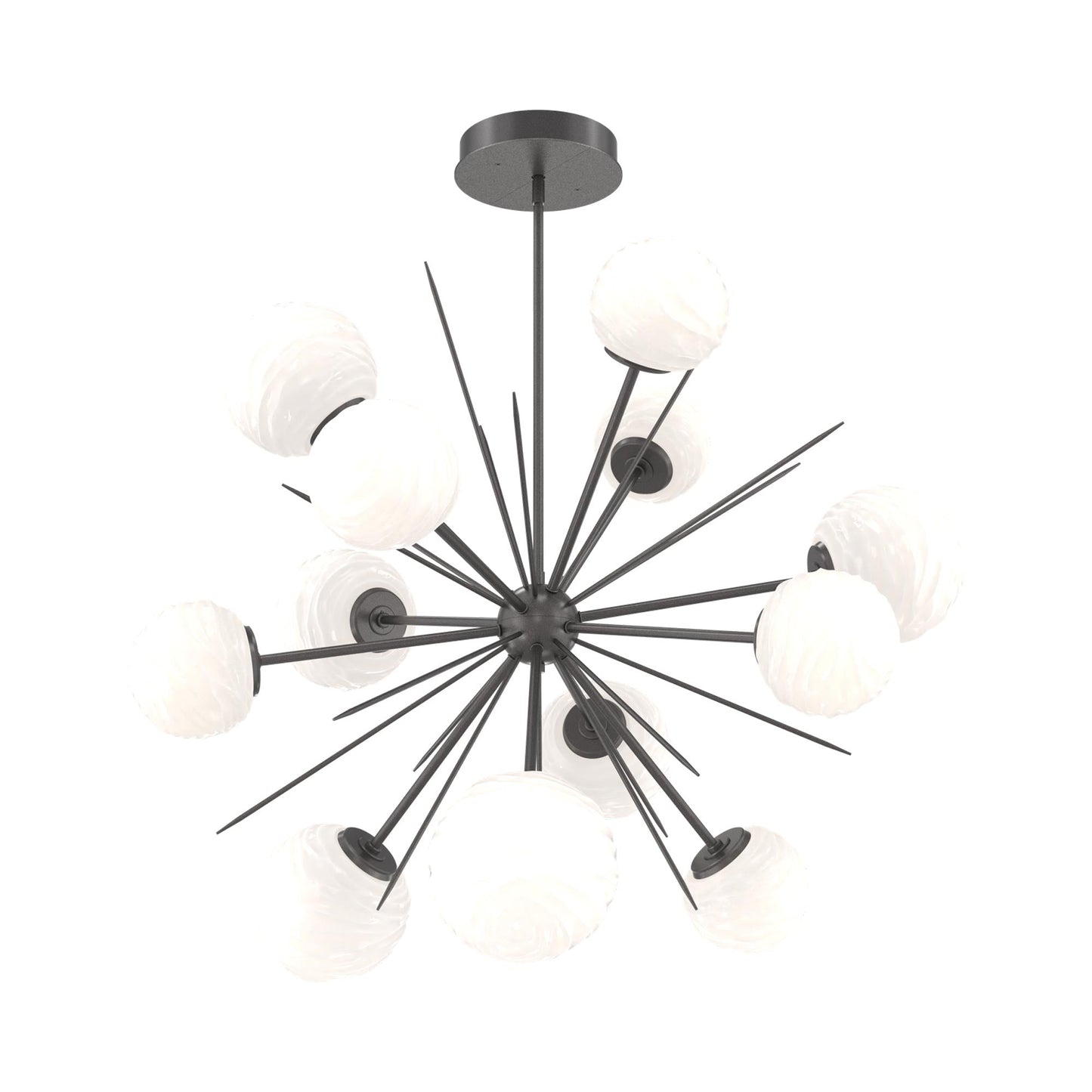 Gaia Starburst LED Chandelier in Graphite/White Blown Glass (43.1-Inch).