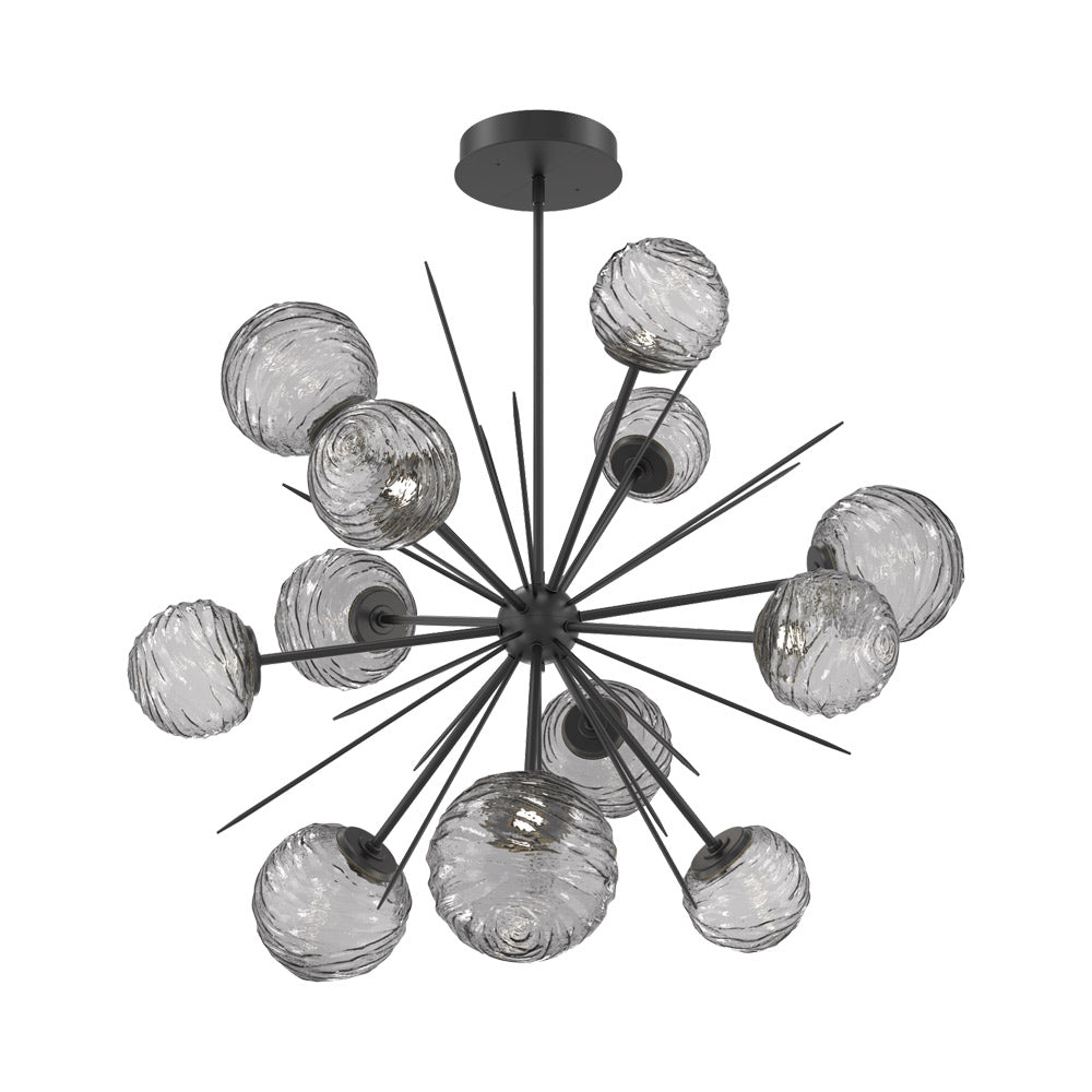 Gaia Starburst LED Chandelier in Matte Black/Smoke Blown Glass (43.1-Inch).
