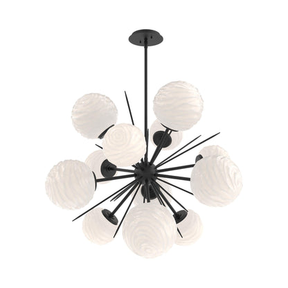 Gaia Starburst LED Chandelier in Matte Black/White Blown Glass (33.3-Inch).