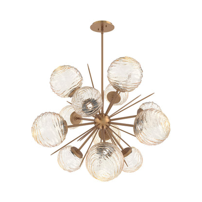 Gaia Starburst LED Chandelier in Novel Brass/Amber Blown Glass (33.3-Inch).