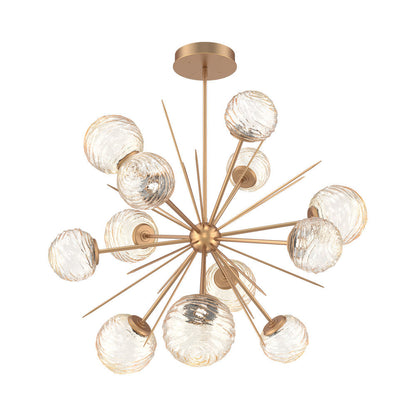 Gaia Starburst LED Chandelier in Novel Brass/Amber Blown Glass (43.1-Inch).