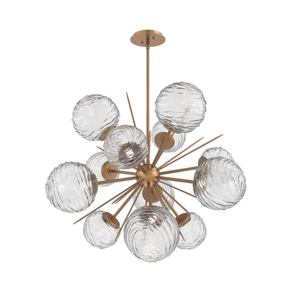Gaia Starburst LED Chandelier in Novel Brass/Clear Blown Glass (33.3-Inch).