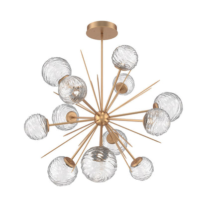 Gaia Starburst LED Chandelier in Novel Brass/Clear Blown Glass (43.1-Inch).