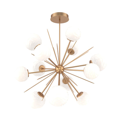 Gaia Starburst LED Chandelier in Novel Brass/White Blown Glass (43.1-Inch).
