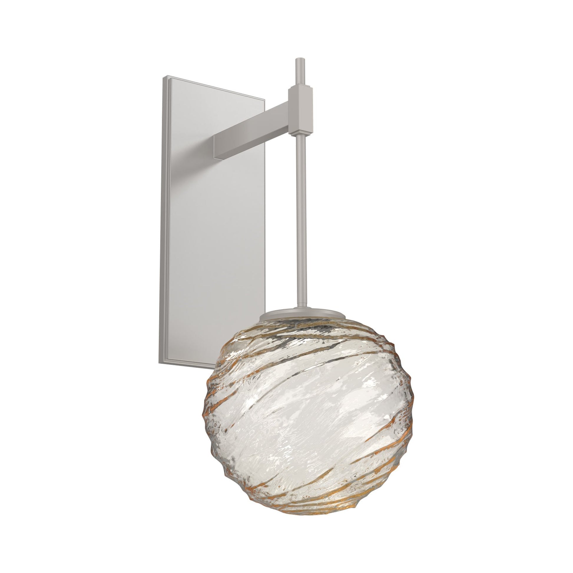 Gaia Tempo LED Wall Light in Beige Silver/Amber Blown Glass.
