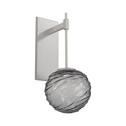 Gaia Tempo LED Wall Light in Beige Silver/Smoke Blown Glass.