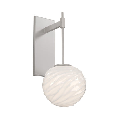 Gaia Tempo LED Wall Light in Beige Silver/White Blown Glass.