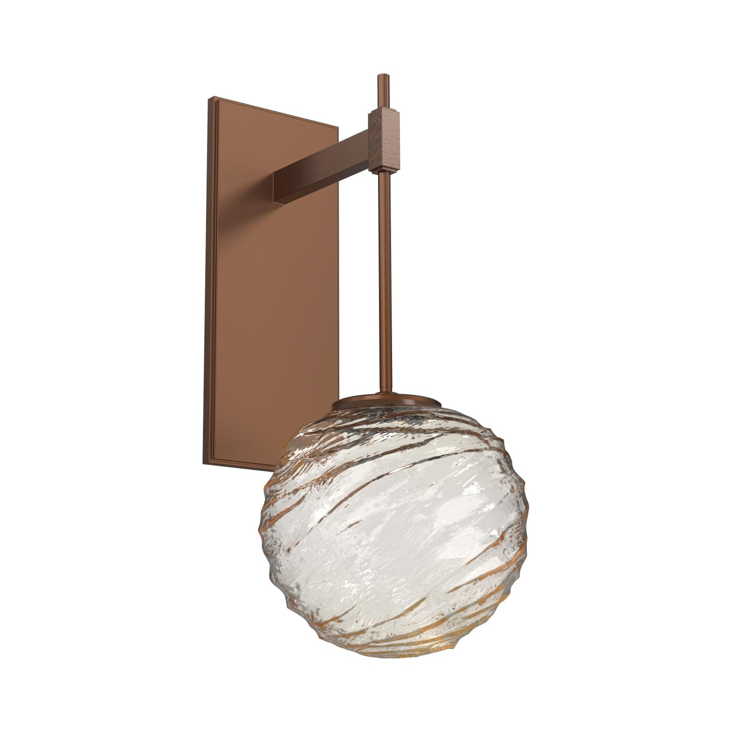 Gaia Tempo LED Wall Light in Burnished Bronze/Amber Blown Glass.