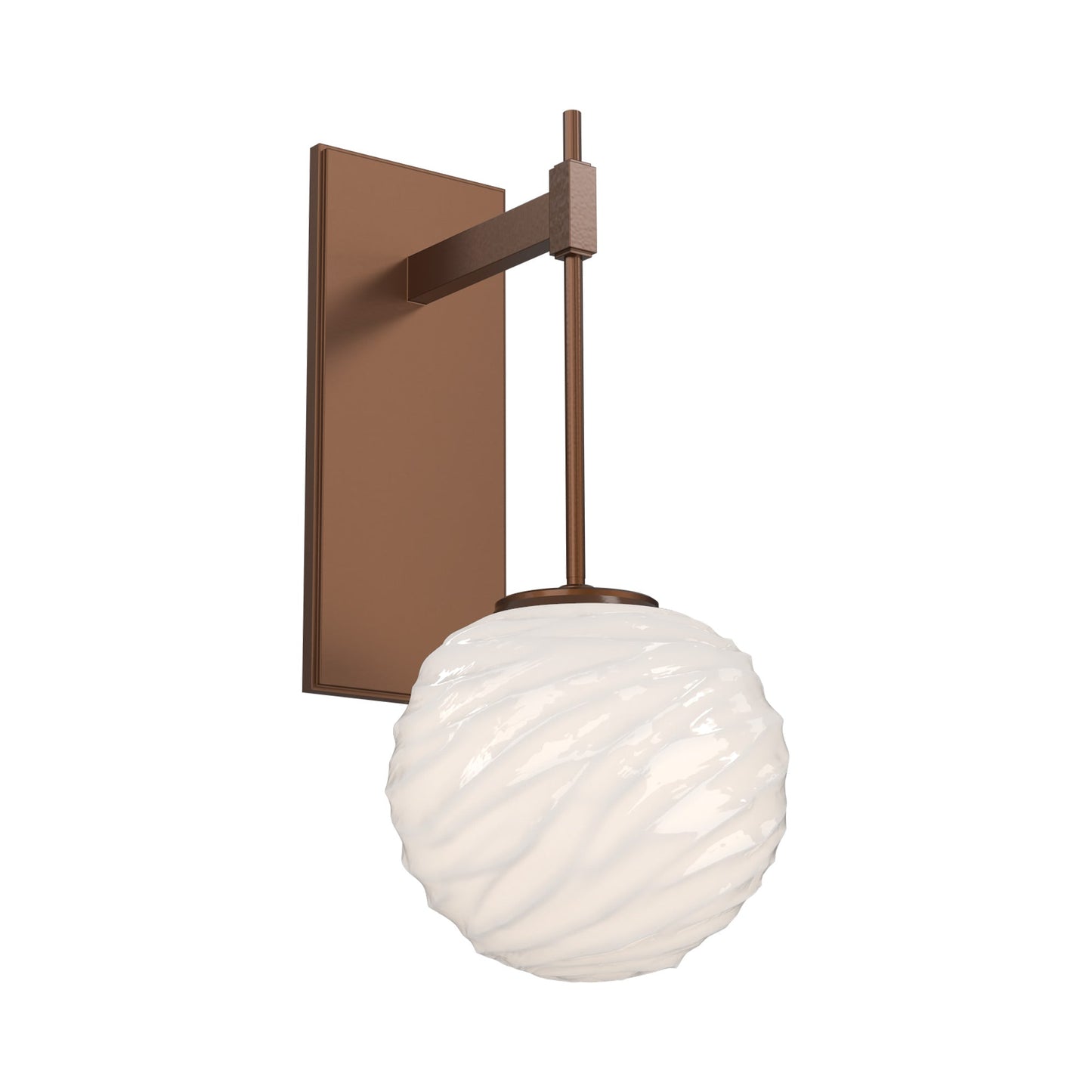 Gaia Tempo LED Wall Light in Burnished Bronze/White Blown Glass.