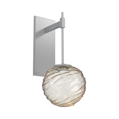 Gaia Tempo LED Wall Light in Classic Silver/Amber Blown Glass.