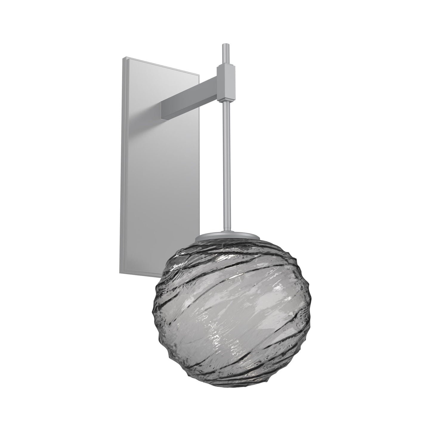 Gaia Tempo LED Wall Light in Classic Silver/Smoke Blown Glass.
