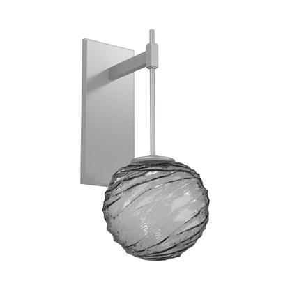 Gaia Tempo LED Wall Light in Classic Silver/Smoke Blown Glass.