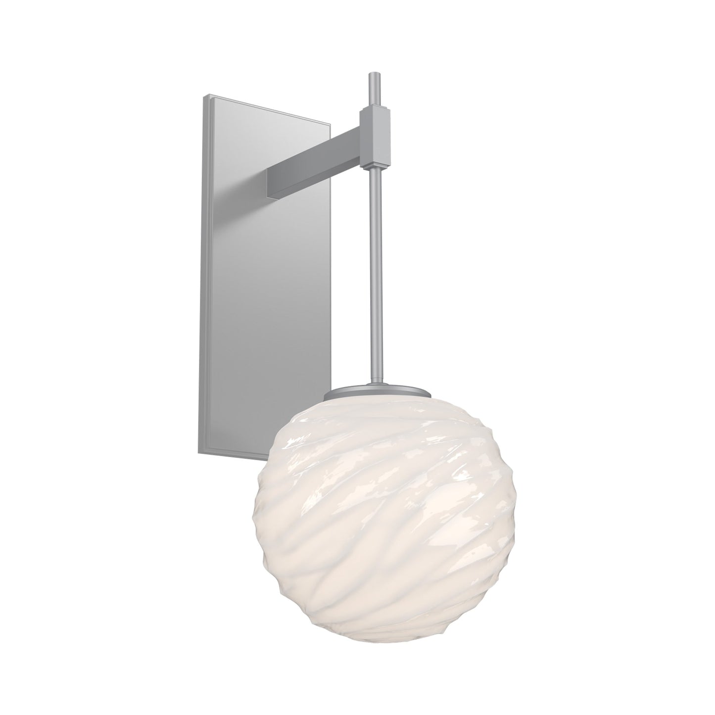 Gaia Tempo LED Wall Light in Classic Silver/White Blown Glass.