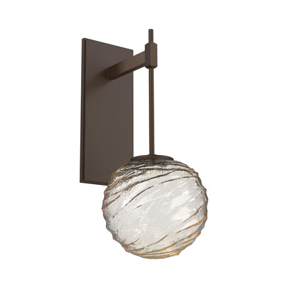 Gaia Tempo LED Wall Light in Flat Bronze/Amber Blown Glass.