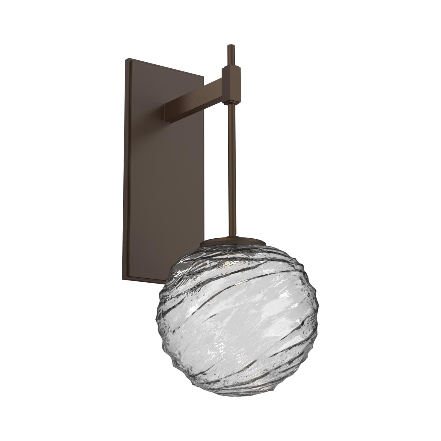Gaia Tempo LED Wall Light in Flat Bronze/Clear Blown Glass.