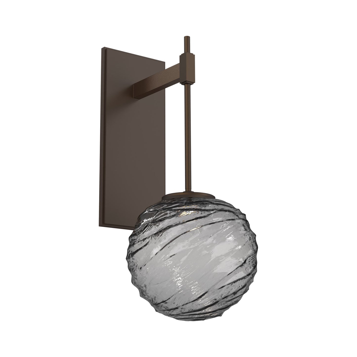 Gaia Tempo LED Wall Light in Flat Bronze/Smoke Blown Glass.