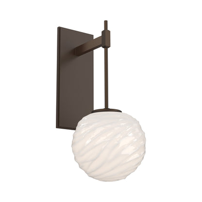 Gaia Tempo LED Wall Light in Flat Bronze/White Blown Glass.