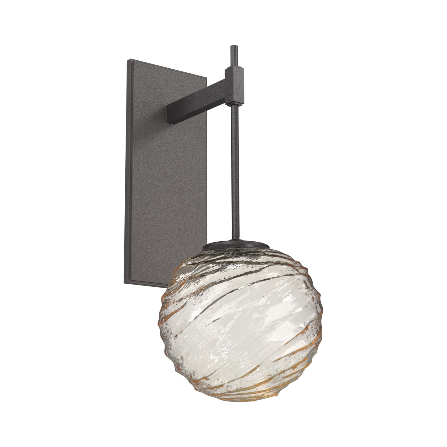 Gaia Tempo LED Wall Light in Graphite/Amber Blown Glass.