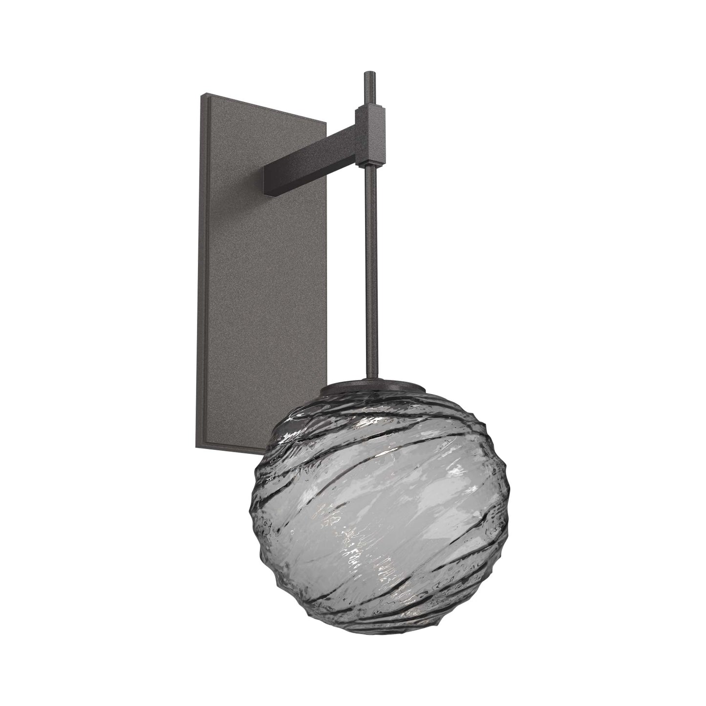 Gaia Tempo LED Wall Light in Graphite/Smoke Blown Glass.