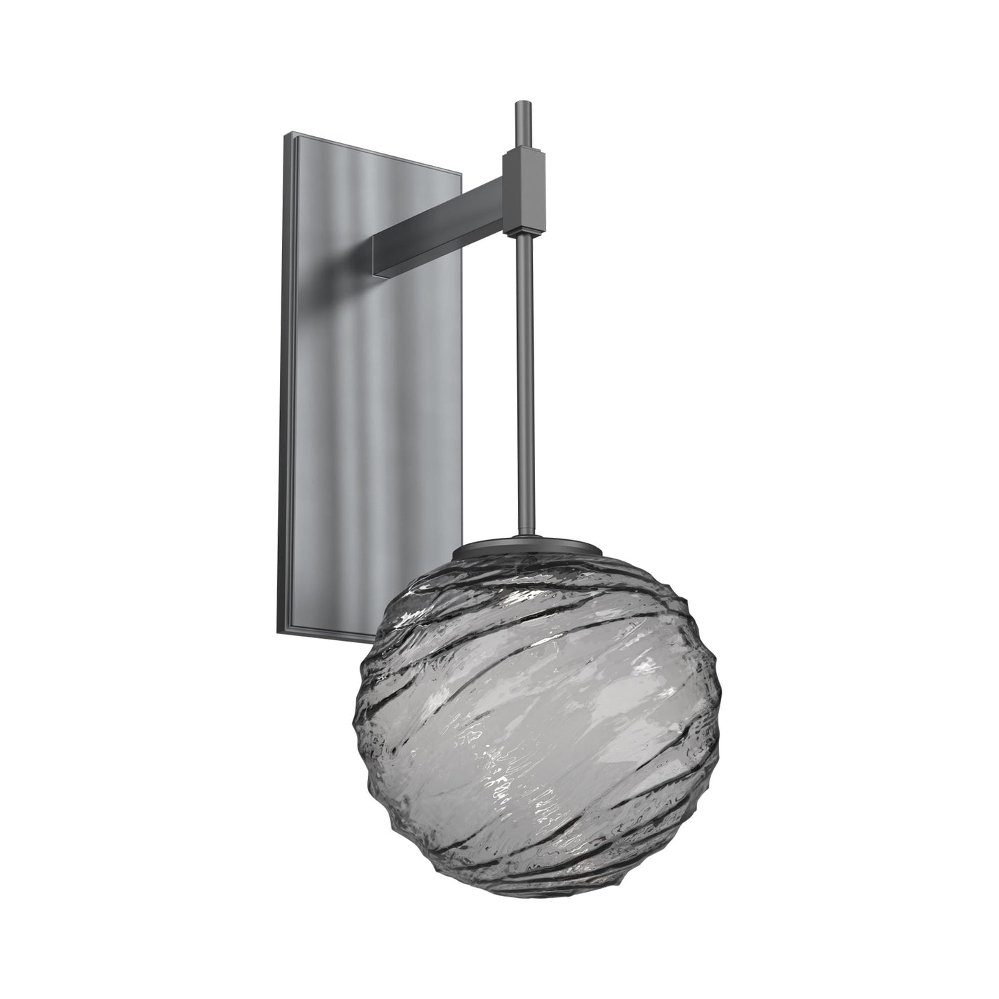 Gaia Tempo LED Wall Light in Gunmetal/Smoke Blown Glass.