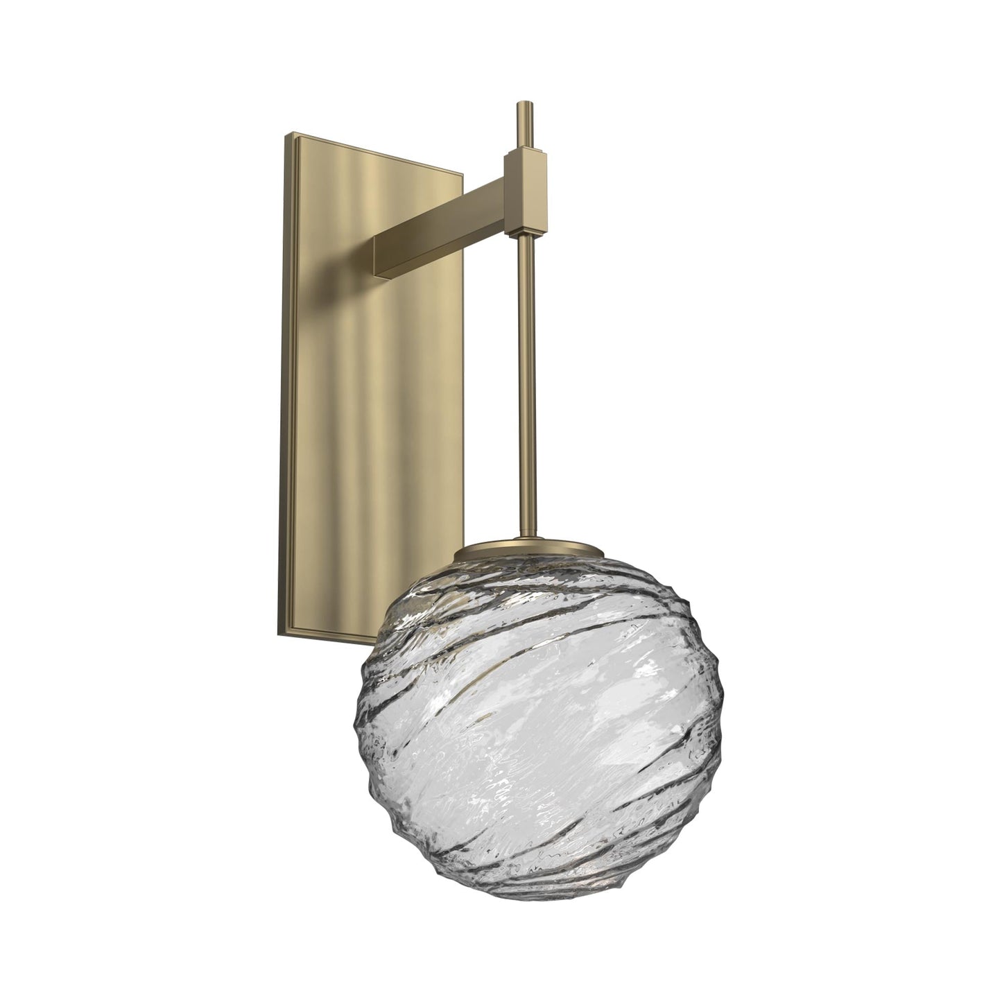 Gaia Tempo LED Wall Light in Heritage Brass/Clear Blown Glass.