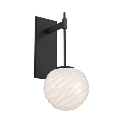 Gaia Tempo LED Wall Light in Matte Black/White Blown Glass.