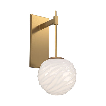 Gaia Tempo LED Wall Light in Novel Brass/White Blown Glass.