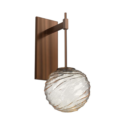 Gaia Tempo LED Wall Light in Oil Rubbed Bronze/Amber Blown Glass.