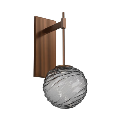 Gaia Tempo LED Wall Light in Oil Rubbed Bronze/Smoke Blown Glass.